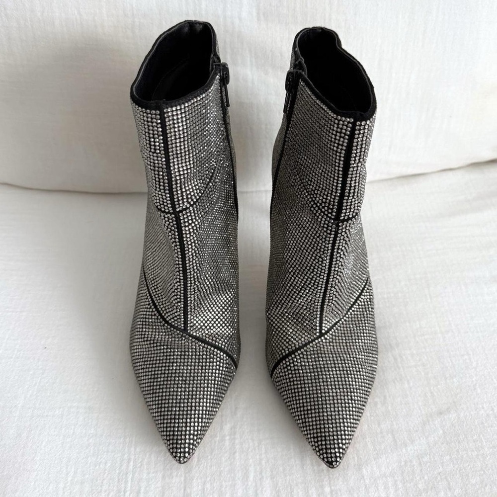 White House Black Market Rhinestone Silver Rhinestone Ankle Boots